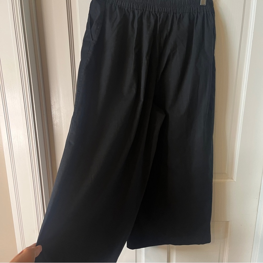 Who What Wear Black Elastic Waist Cropped Wide LegPants Size M - Picture 3 of 5